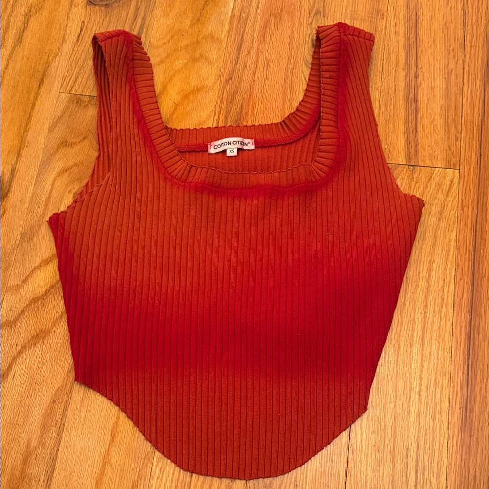 Cotton Citizen Fiery Red Ribbed Crop Top